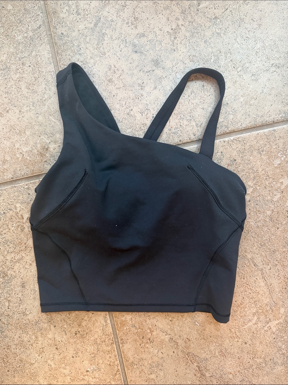 lululemon athletica Black Asymmetric Support Crop Bra